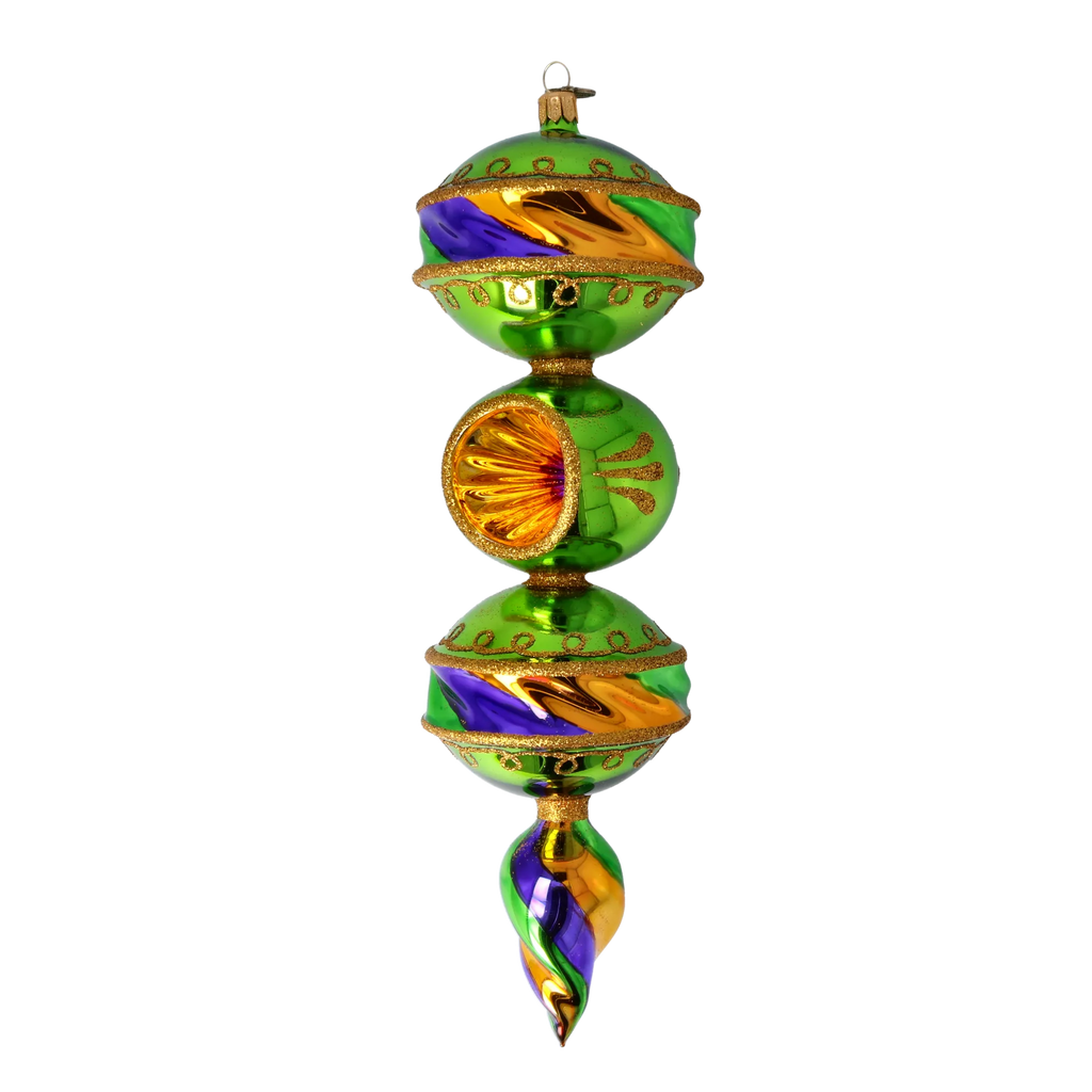 Emerald Revelry | Hand-Painted Glass Ornament | Blubom 2022-386