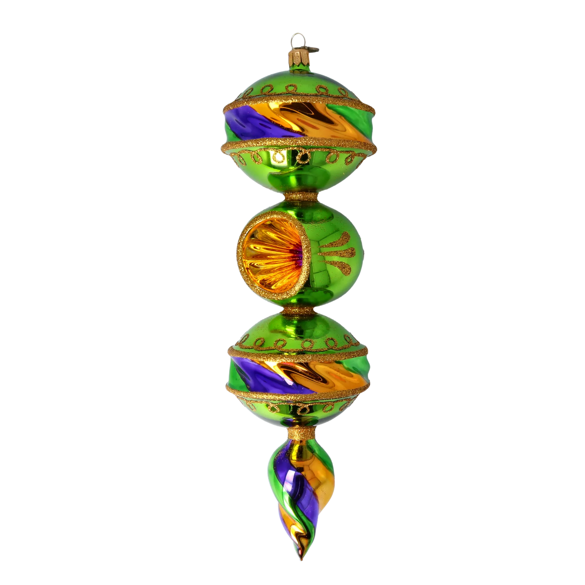 Emerald Revelry | Hand-Painted Glass Ornament | Blubom 2022-386