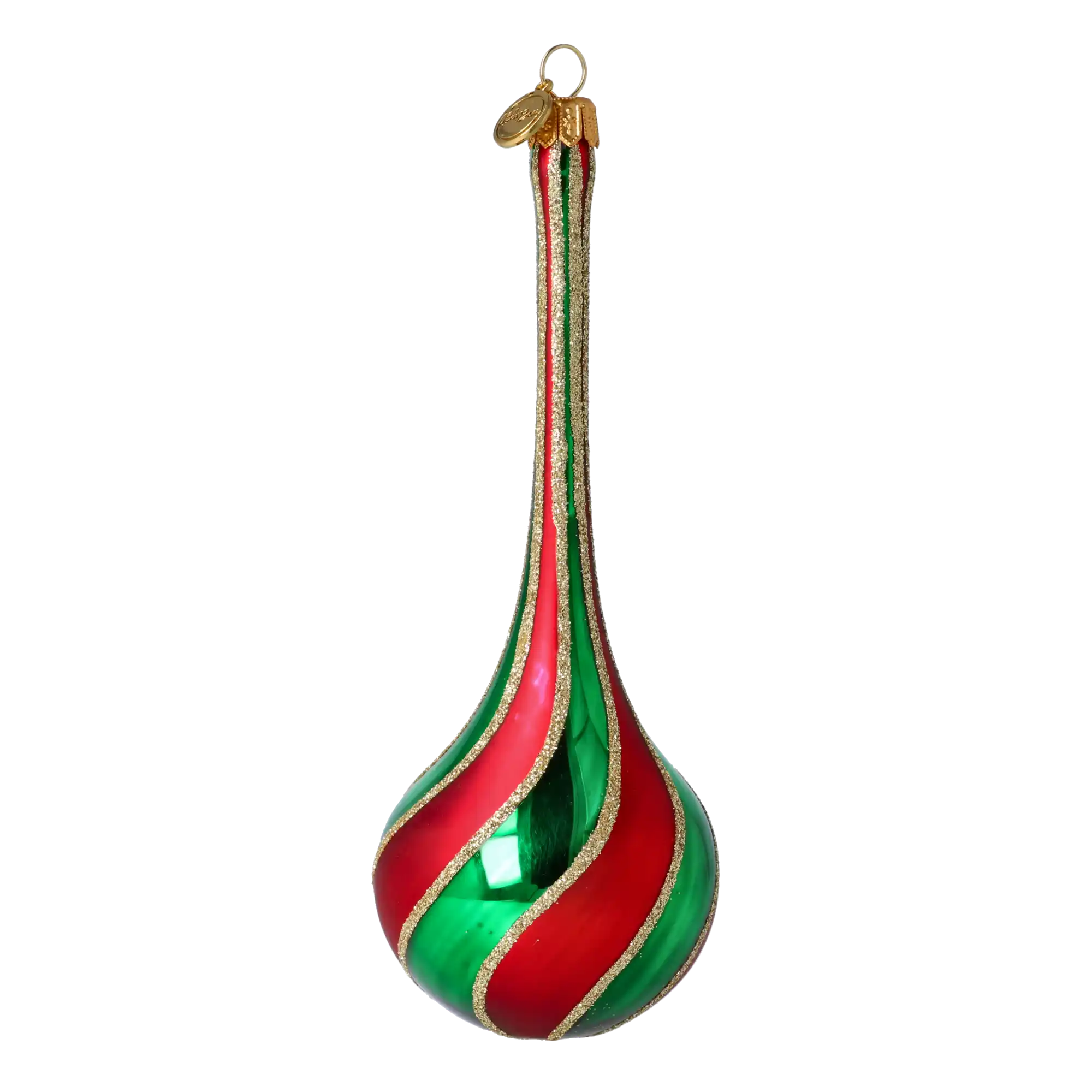 Royal Twist – Red & Green Drop Twist Handmade Glass Christmas ornament