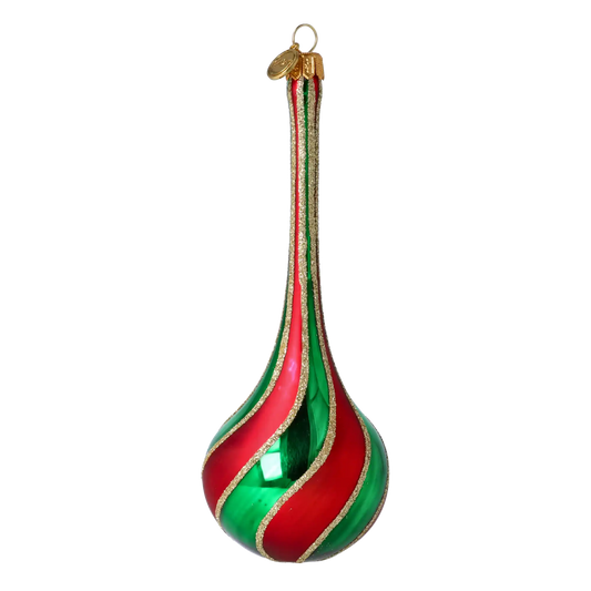 Royal Twist – Red & Green Drop Twist Handmade Glass Christmas ornament