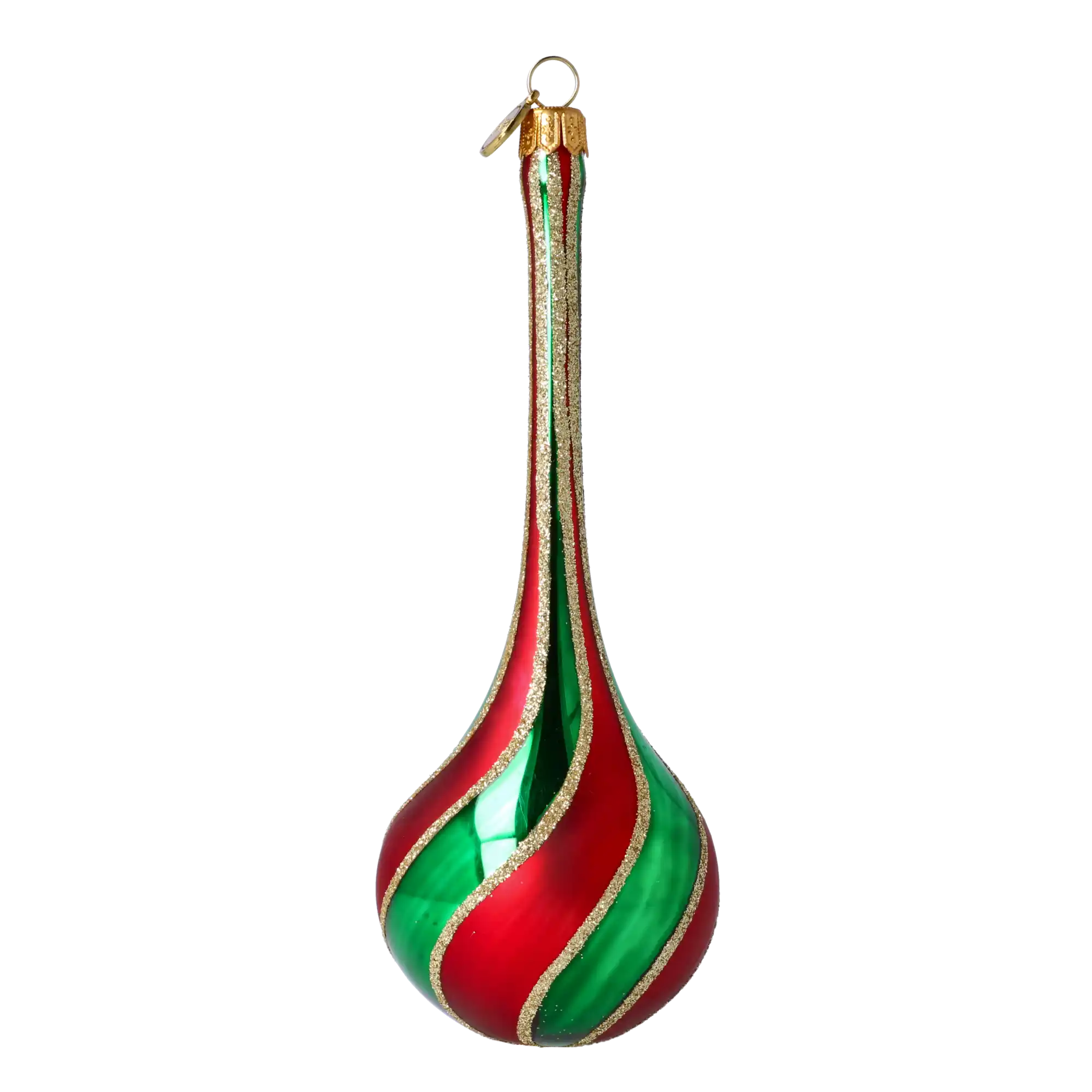 Royal Twist – Red & Green Drop Twist Handmade Glass Christmas ornament