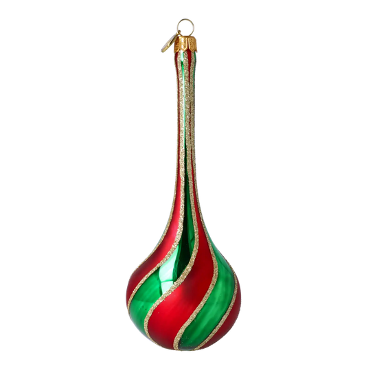 Royal Twist – Red & Green Drop Twist Handmade Glass Christmas ornament