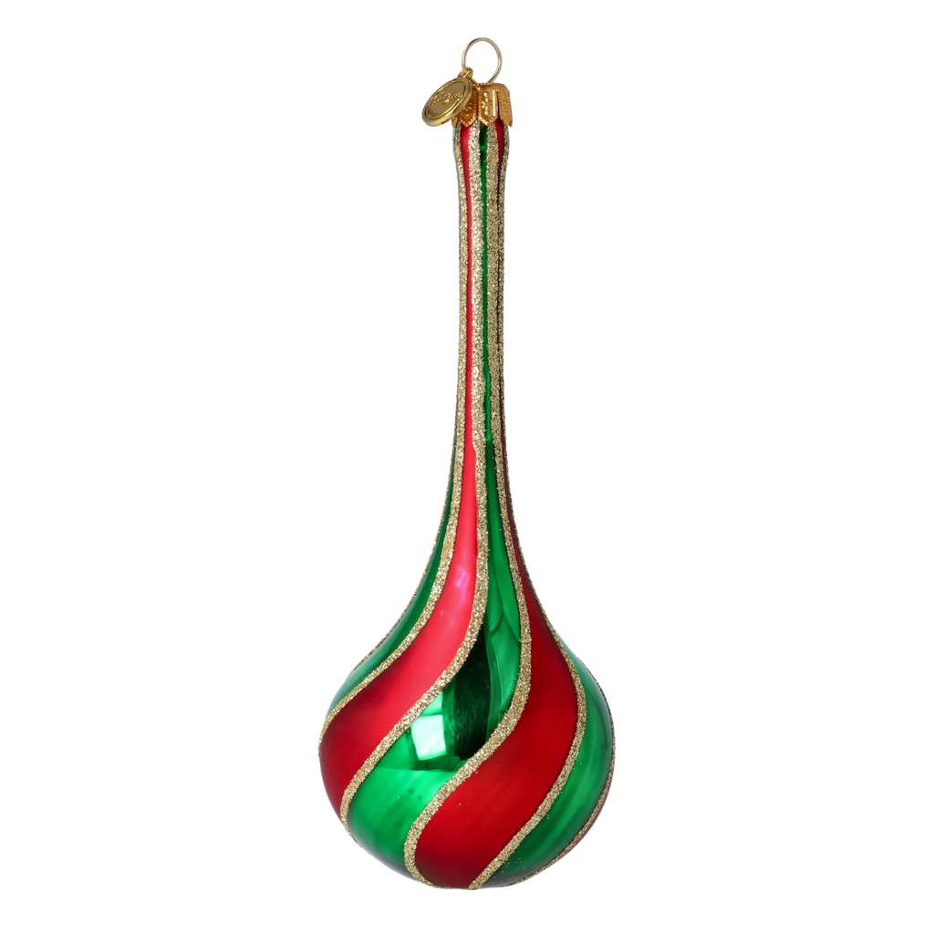 Crimson Pine Cadence | Hand-Painted Glass Ornament | Blubom 2022-387