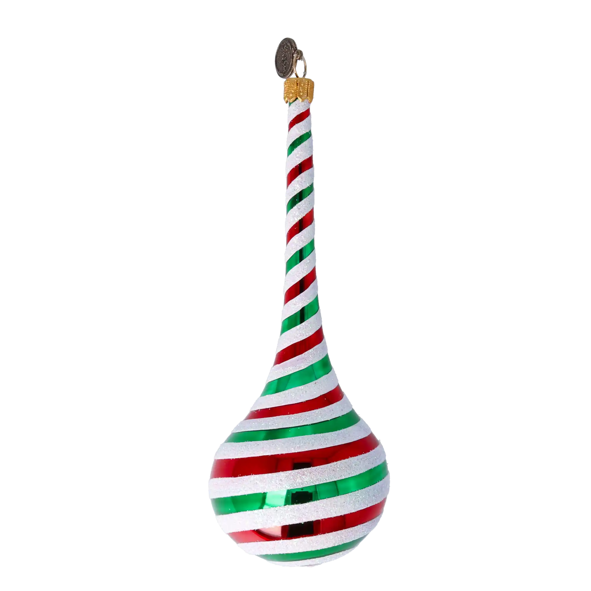 Candy Cane Drop Twist Handmade Glass Christmas ornament