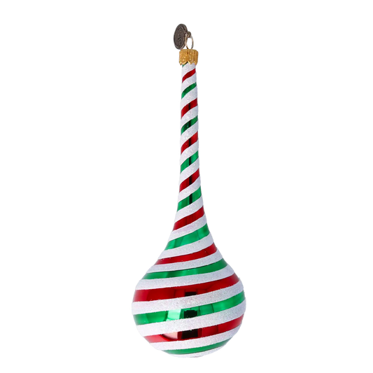 Candy Cane Drop Twist Handmade Glass Christmas ornament
