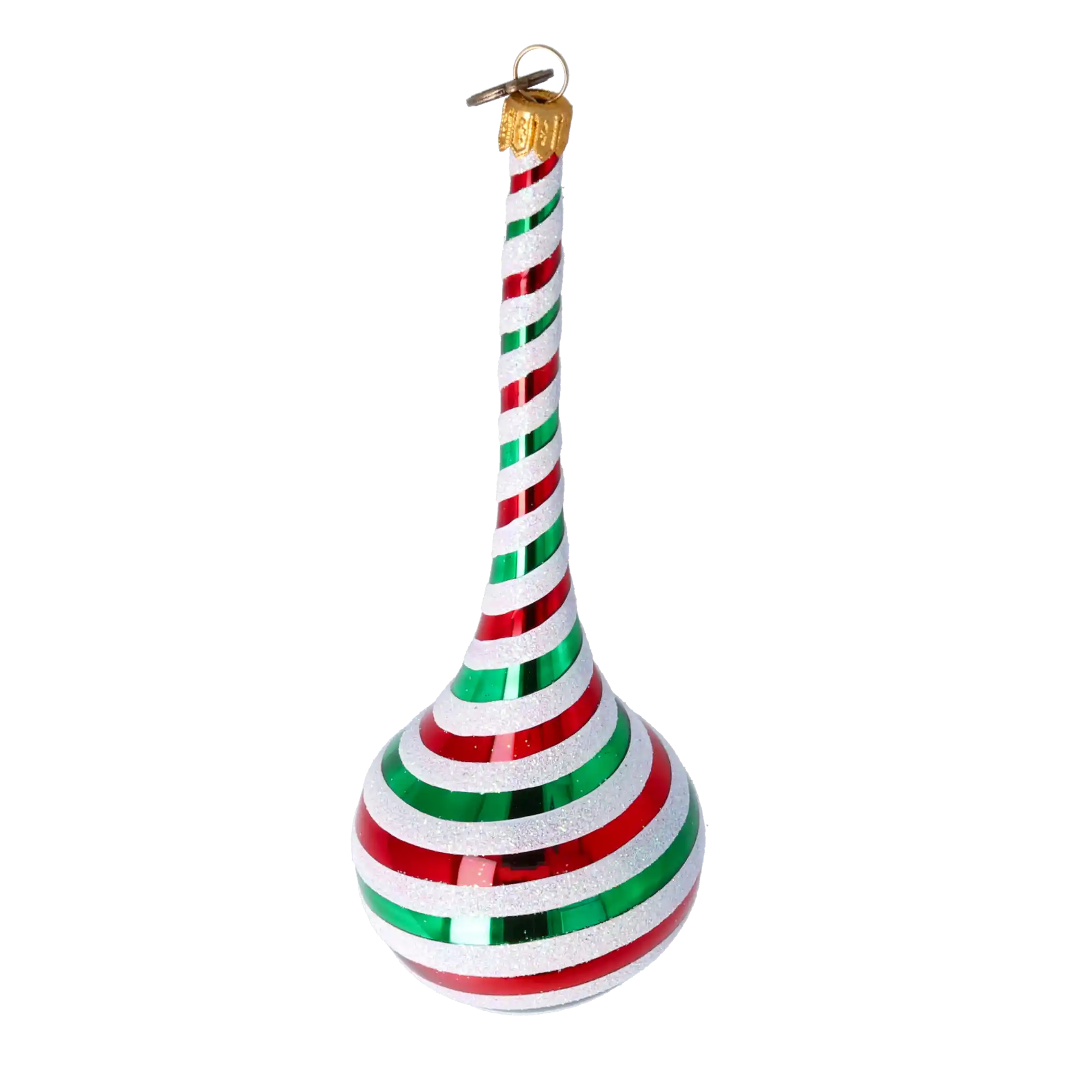 Candy Cane Drop Twist Handmade Glass Christmas ornament