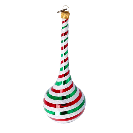 Candy Cane Drop Twist Handmade Glass Christmas ornament