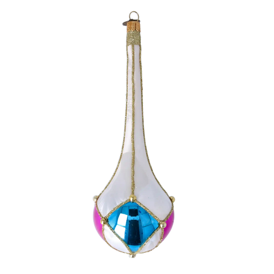 Opal Jewel Drop Handmade Glass Christmas ornament.