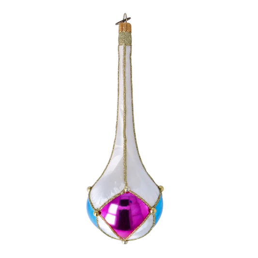 Opal Jewel Drop Handmade Glass Christmas ornament.