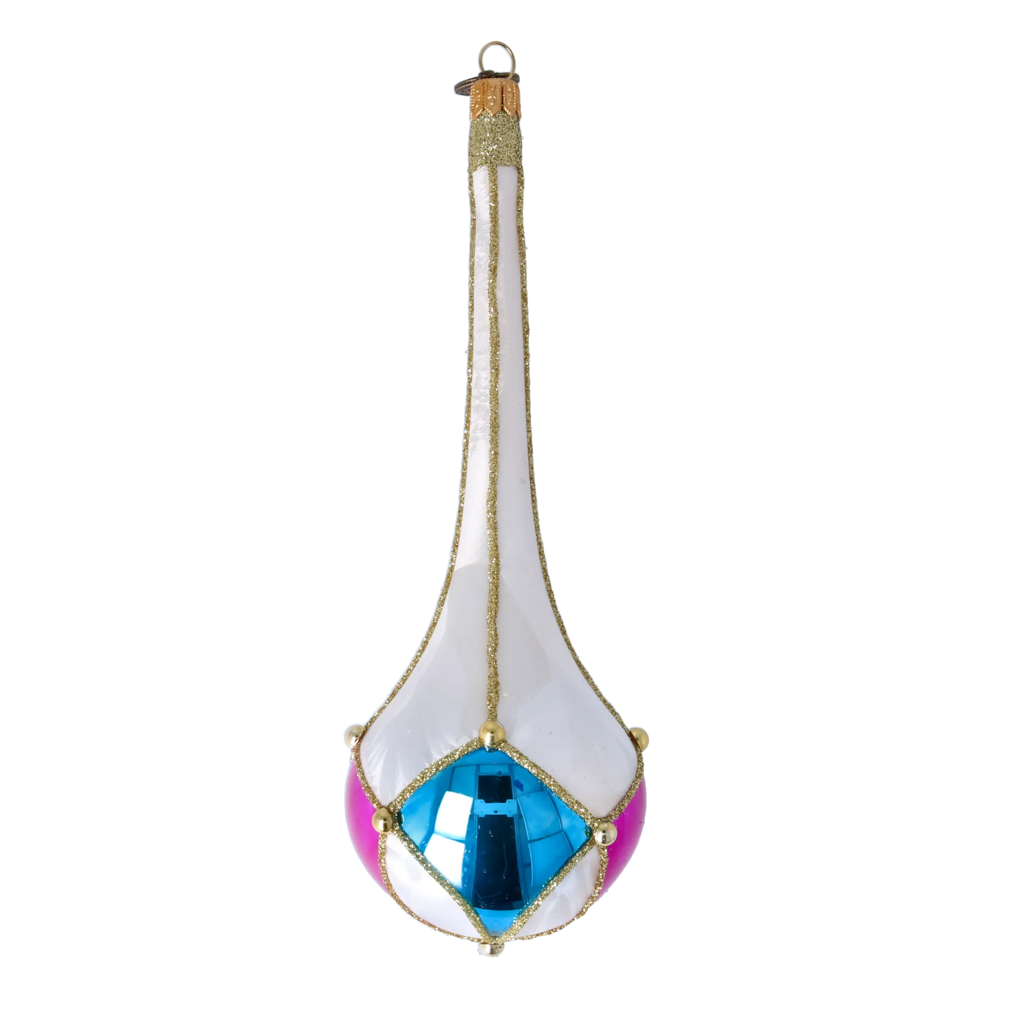 Opal Jewel Drop Handmade Glass Christmas ornament. 2022-390