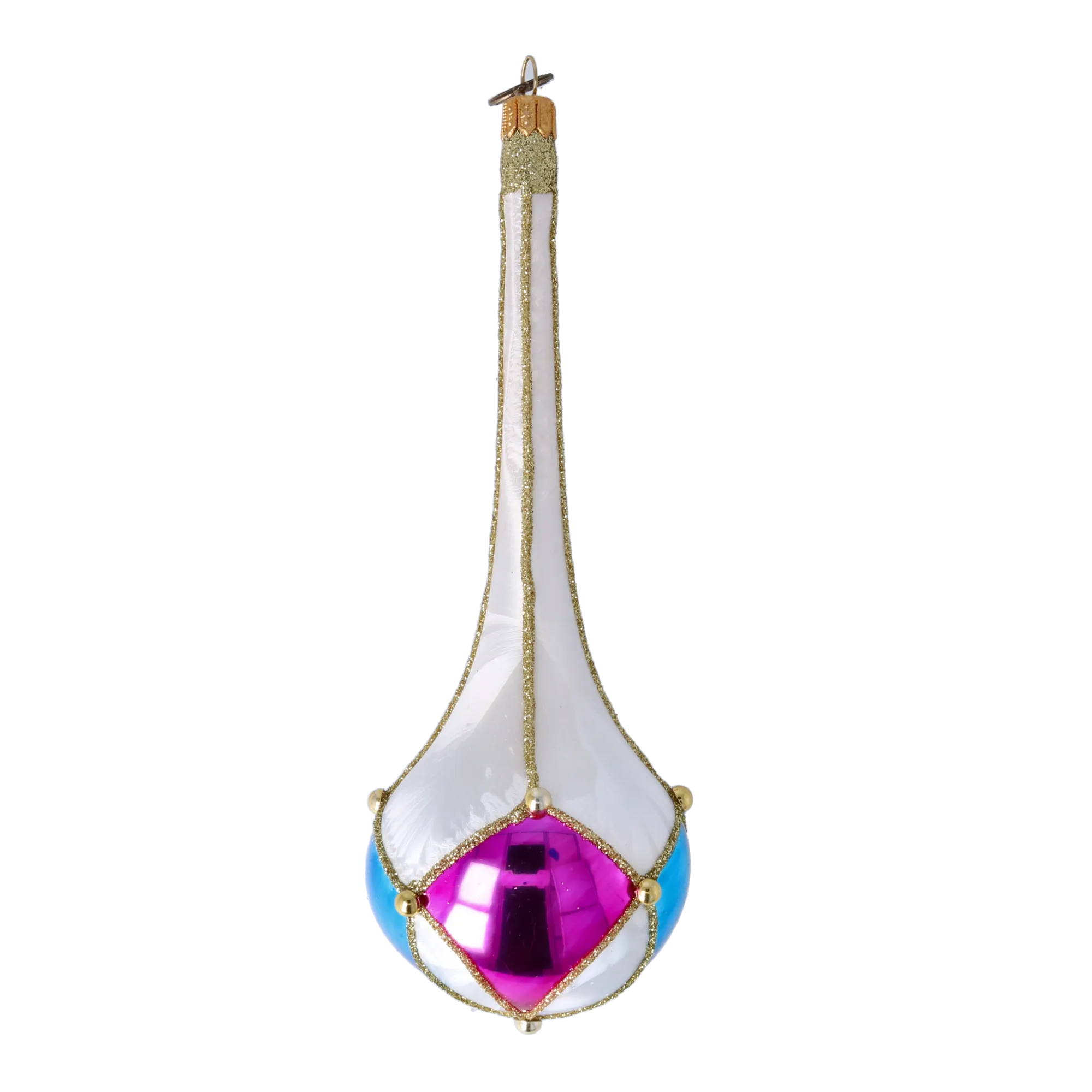 Opal Jewel Drop Handmade Glass Christmas ornament. 2022-390