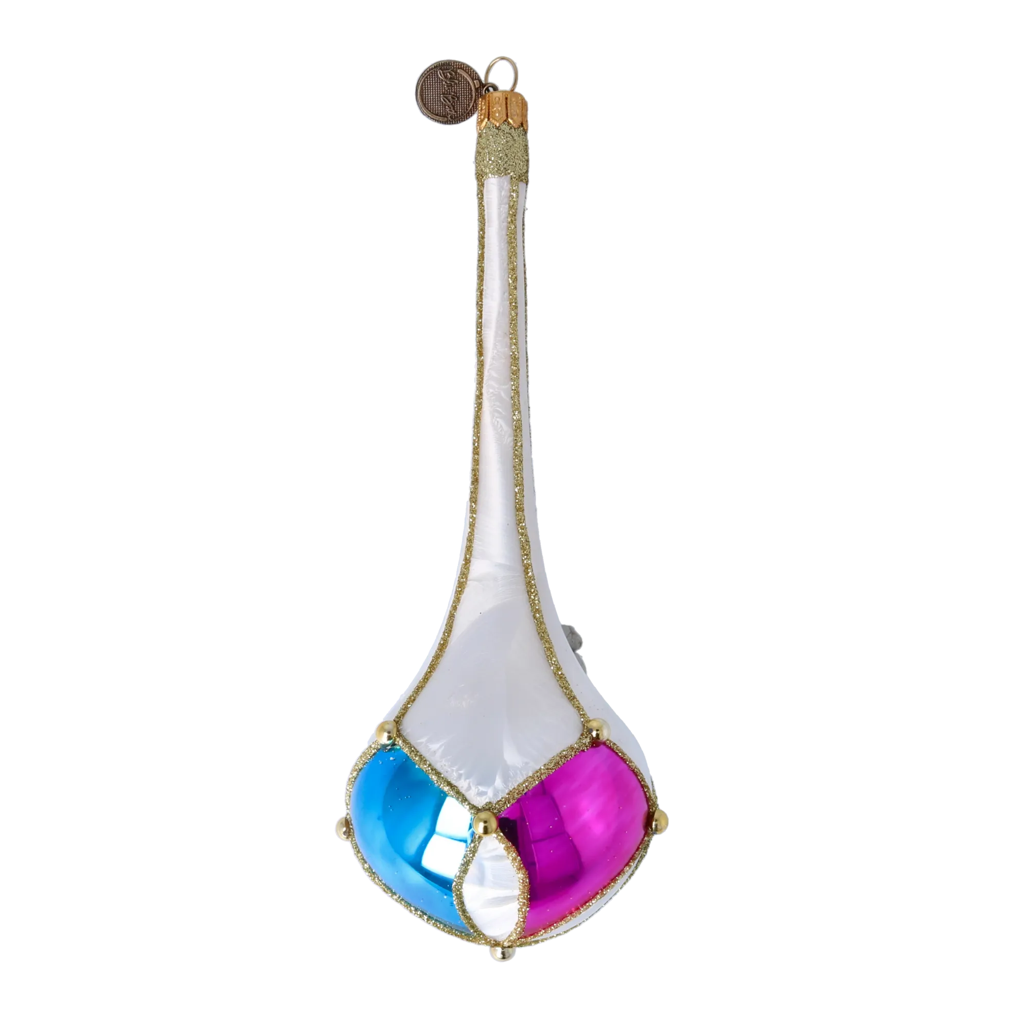 Opal Jewel Drop Handmade Glass Christmas ornament. 2022-390