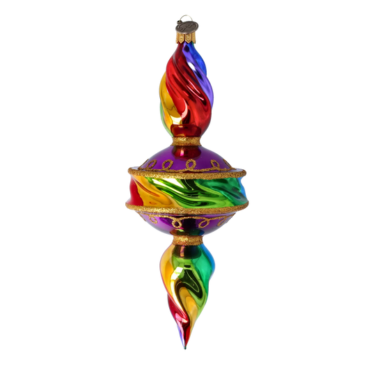 Drop Rainbow Swirl. Handmade Glass Christmas ornament. 2022-392