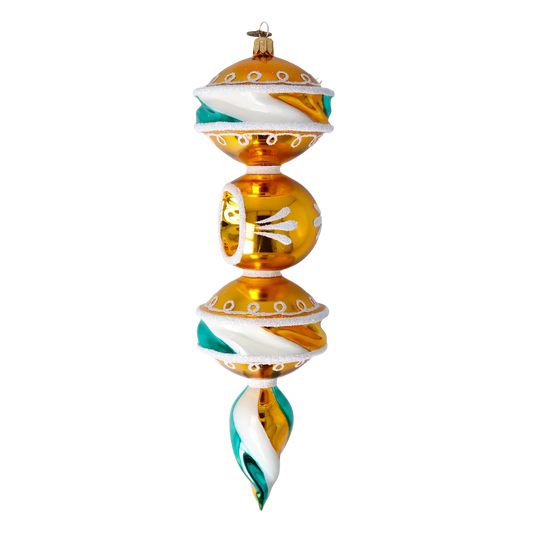 Christmas Carnival Drop. Handmade Glass Christmas ornament. 2022-394
