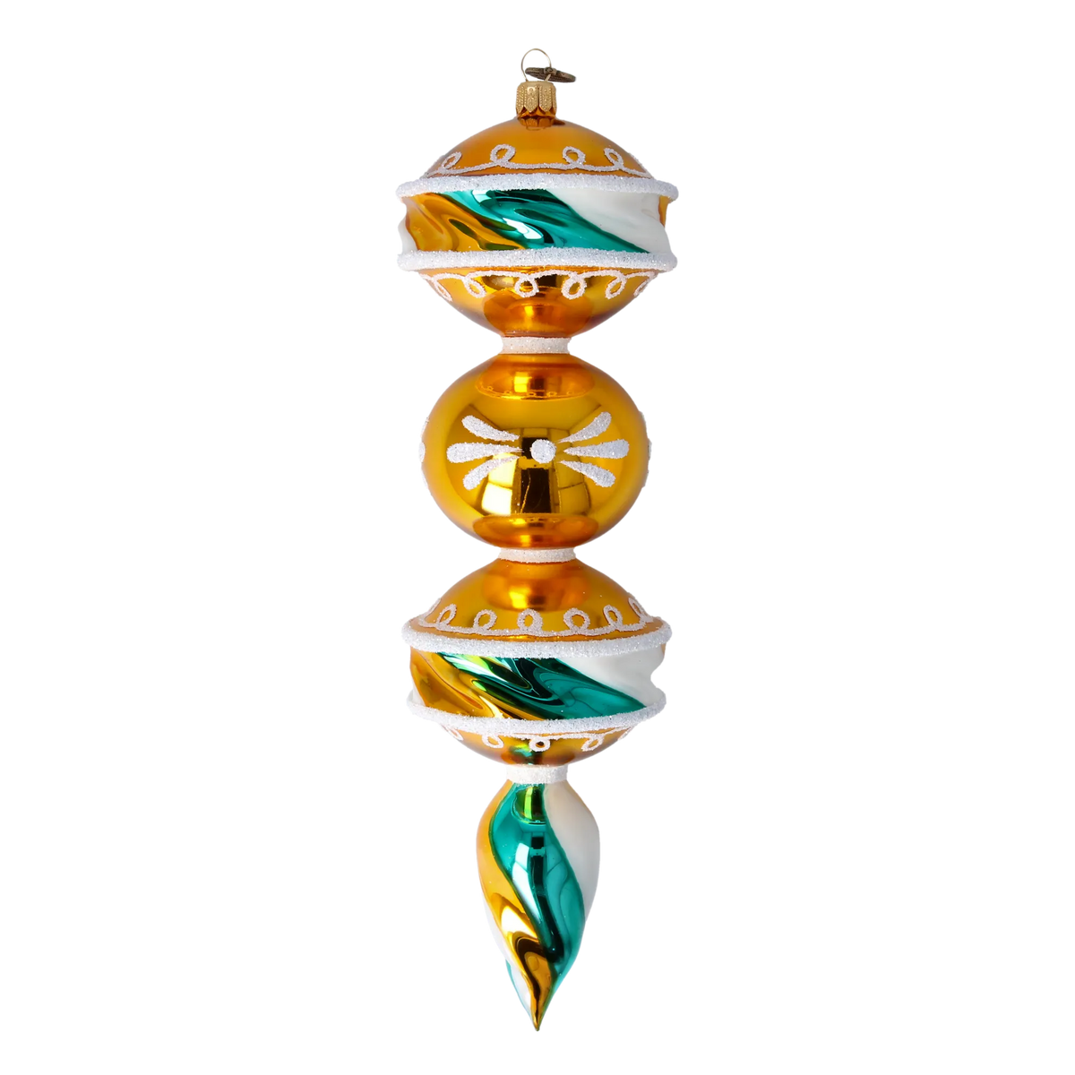 Gilded Emerald Aurora | Hand-Painted Glass Ornament | Blubom 2022-394