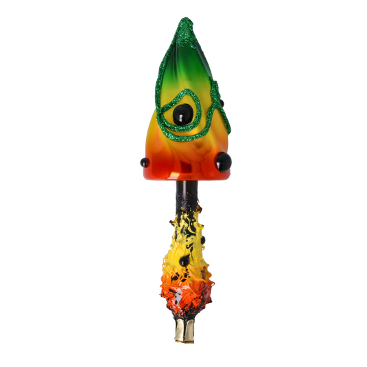 Colorful Mushroom with Shading Effect. Handmade Glass Christmas ornament. 2022-397