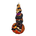 Load image into Gallery viewer, Pumpkin Paws Halloween Cat Glass Christmas ornament
