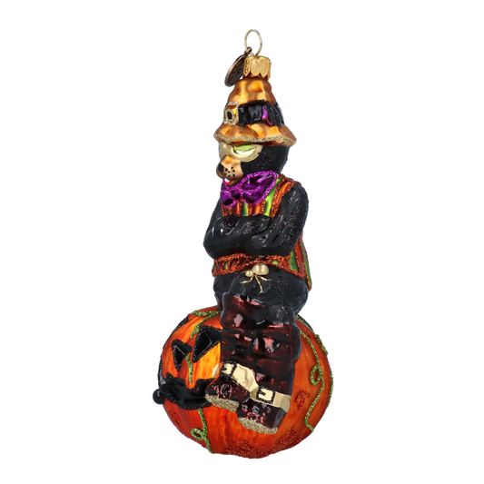 Pumpkin Paws Halloween Cat Glass Christmas ornament