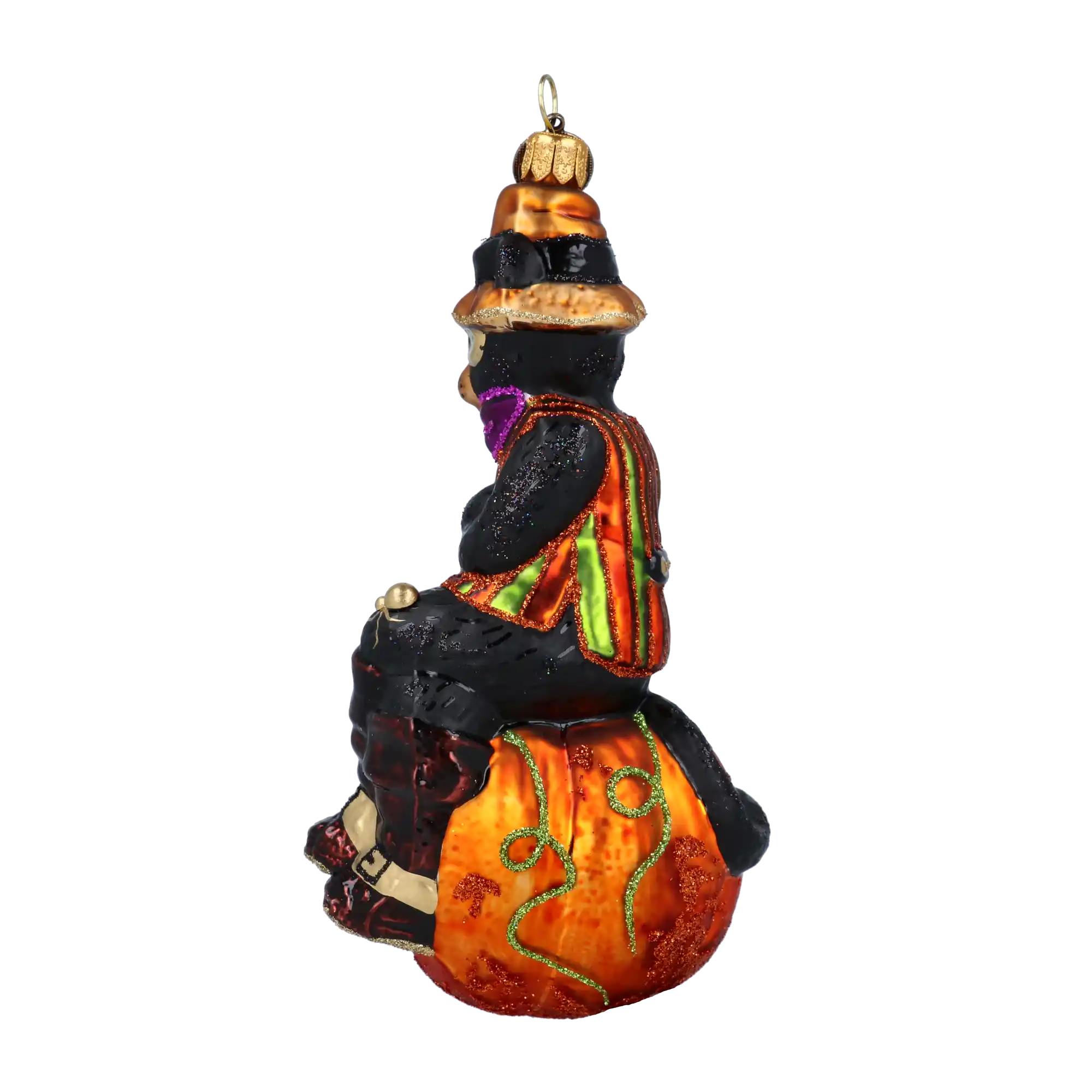 Pumpkin Paws Halloween Cat Glass Christmas ornament