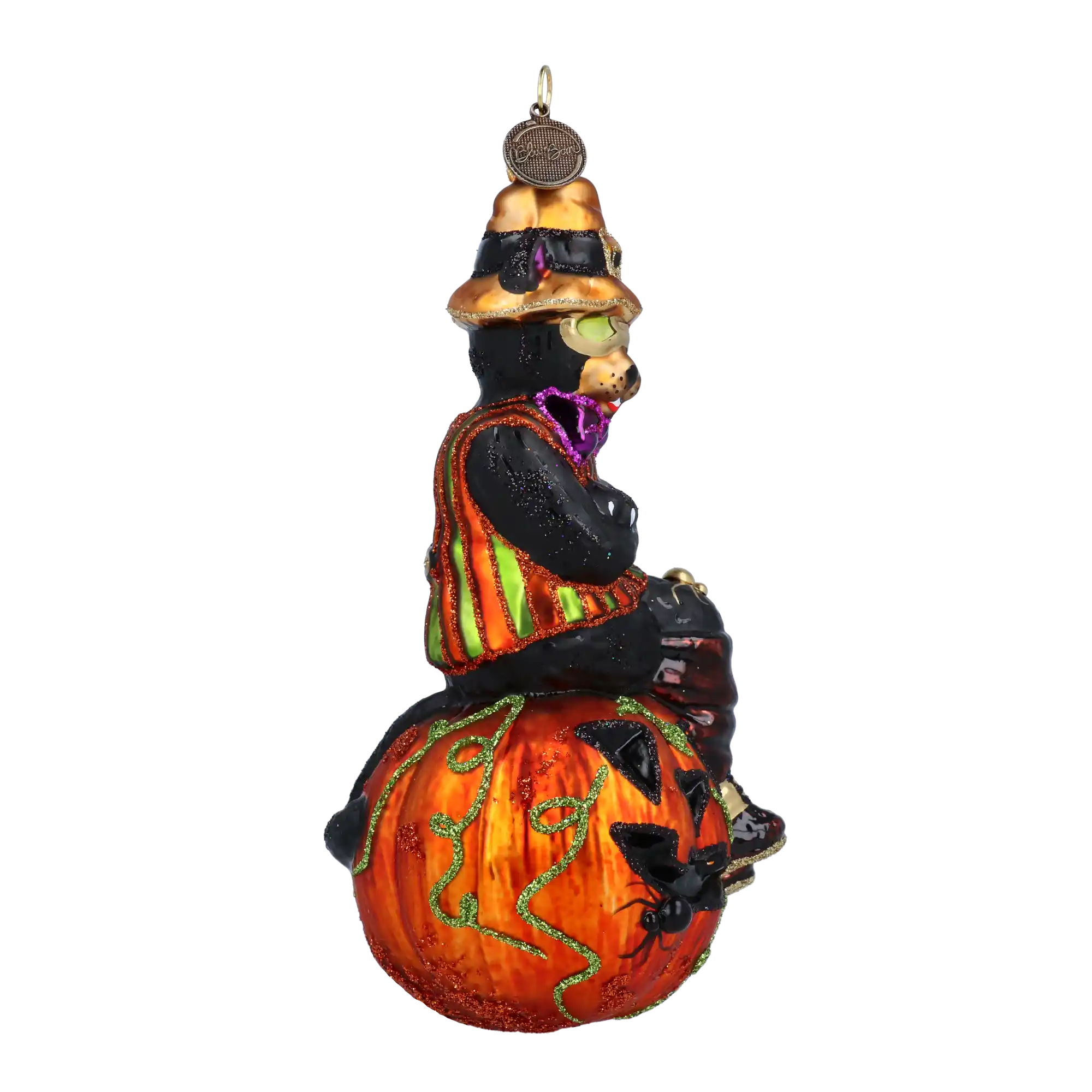 Pumpkin Paws Halloween Cat Glass Christmas ornament