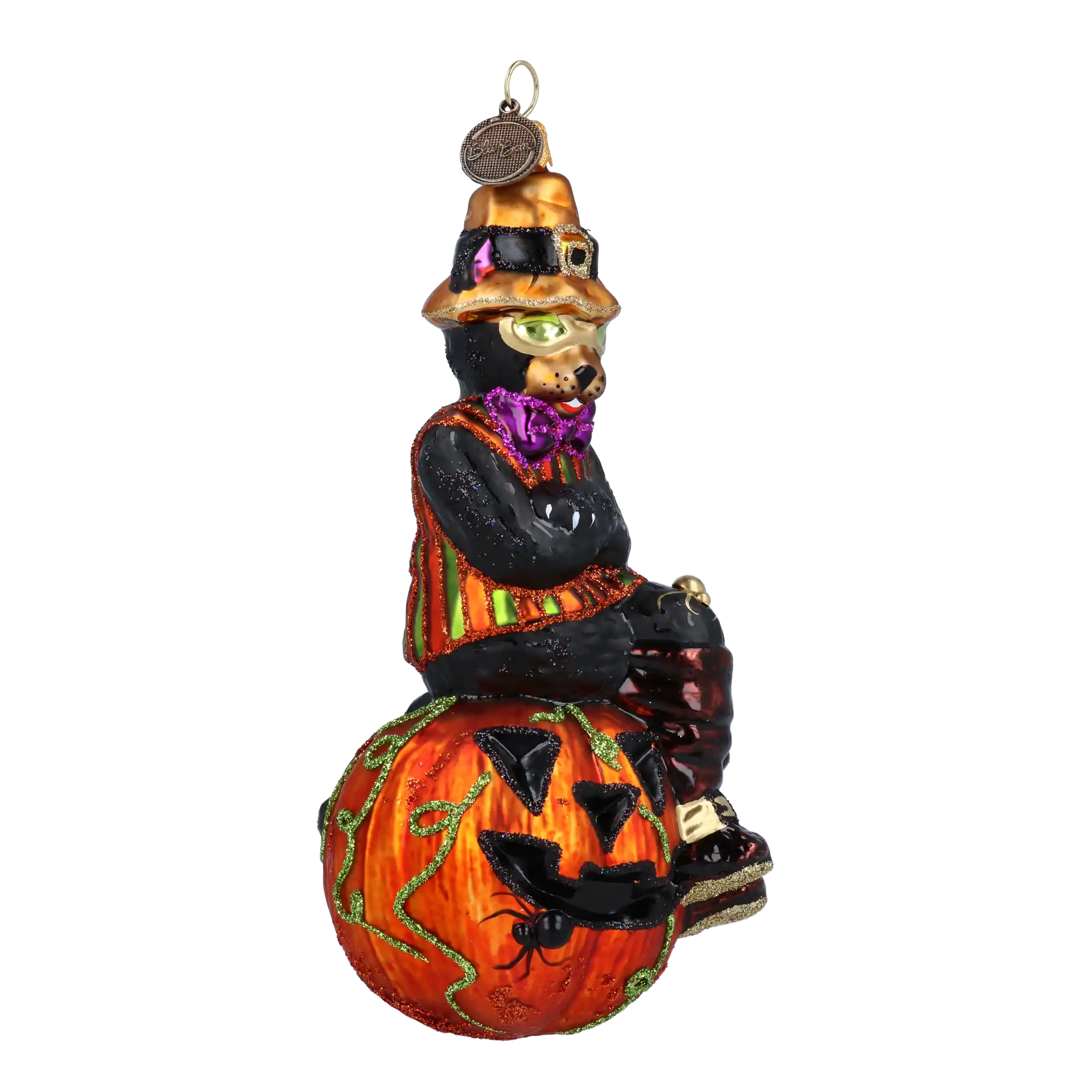Pumpkin Paws Halloween Cat Glass Christmas ornament