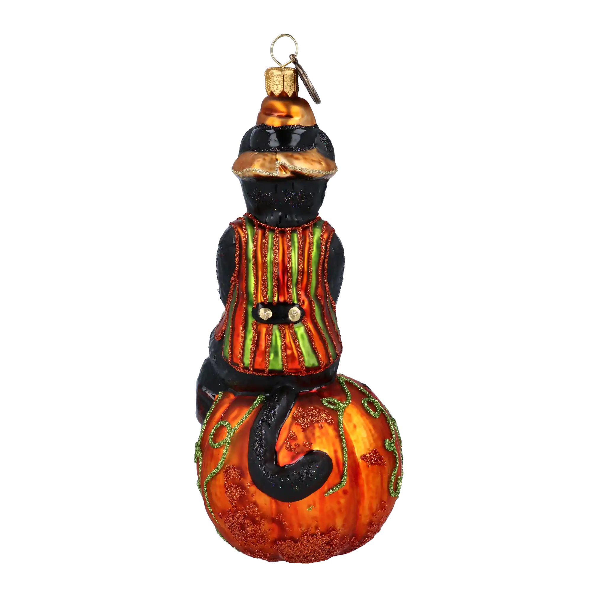 Pumpkin Paws Halloween Cat Glass Christmas ornament