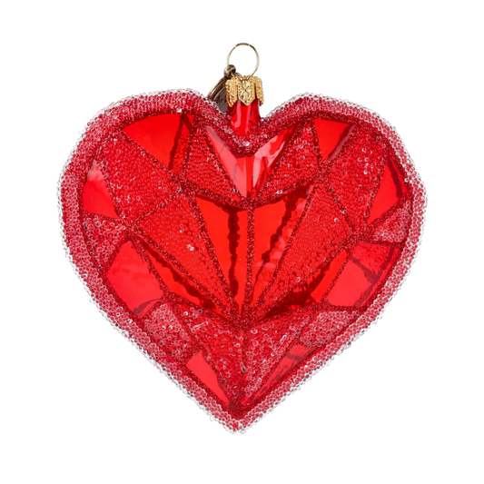 Ruby Crystalline Heart Premium christmas glass ornament 2022-402