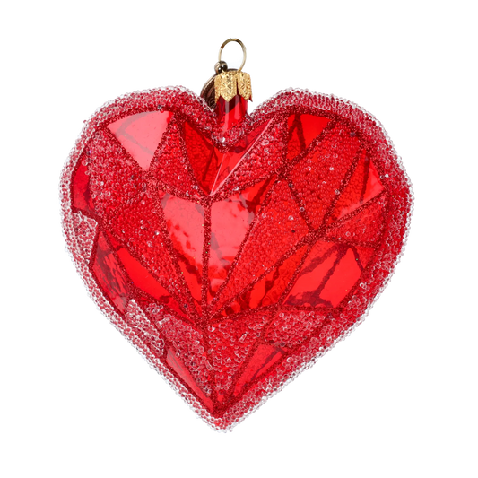 Ruby Crystalline Heart Premium christmas glass ornament 2022-402