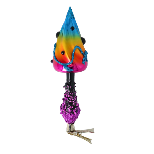 Christmas Ornament - Colorful Mushroom. Handmade Glass Christmas ornament. 2022-404