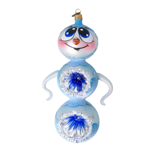 Snowman Shine. Handmade Glass Christmas ornament. 2022-417
