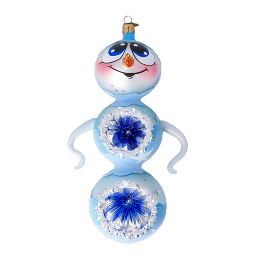 Snowman Shine. Handmade Glass Christmas ornament. 2022-417