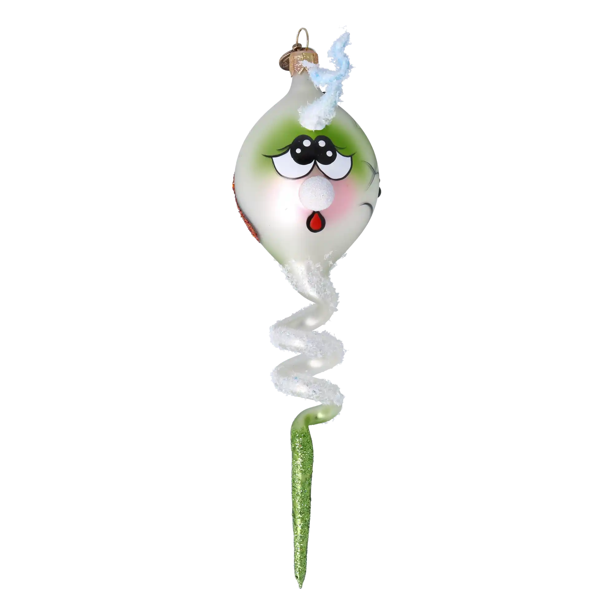 Boo Spiral Handmade Glass Christmas ornament free blowing