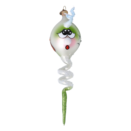 Boo Spiral Handmade Glass Christmas ornament free blowing