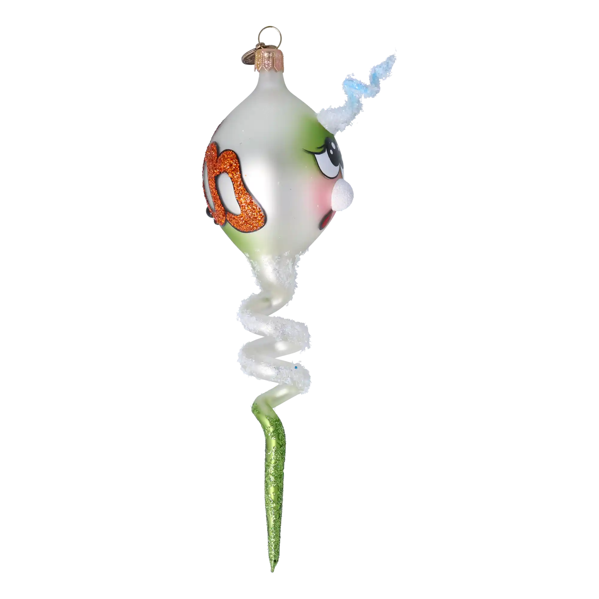 Boo Spiral Handmade Glass Christmas ornament free blowing