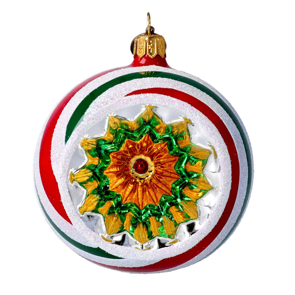 Crimson Gilded Pulse | Hand-Painted Glass Ornament | Blubom 2022-431