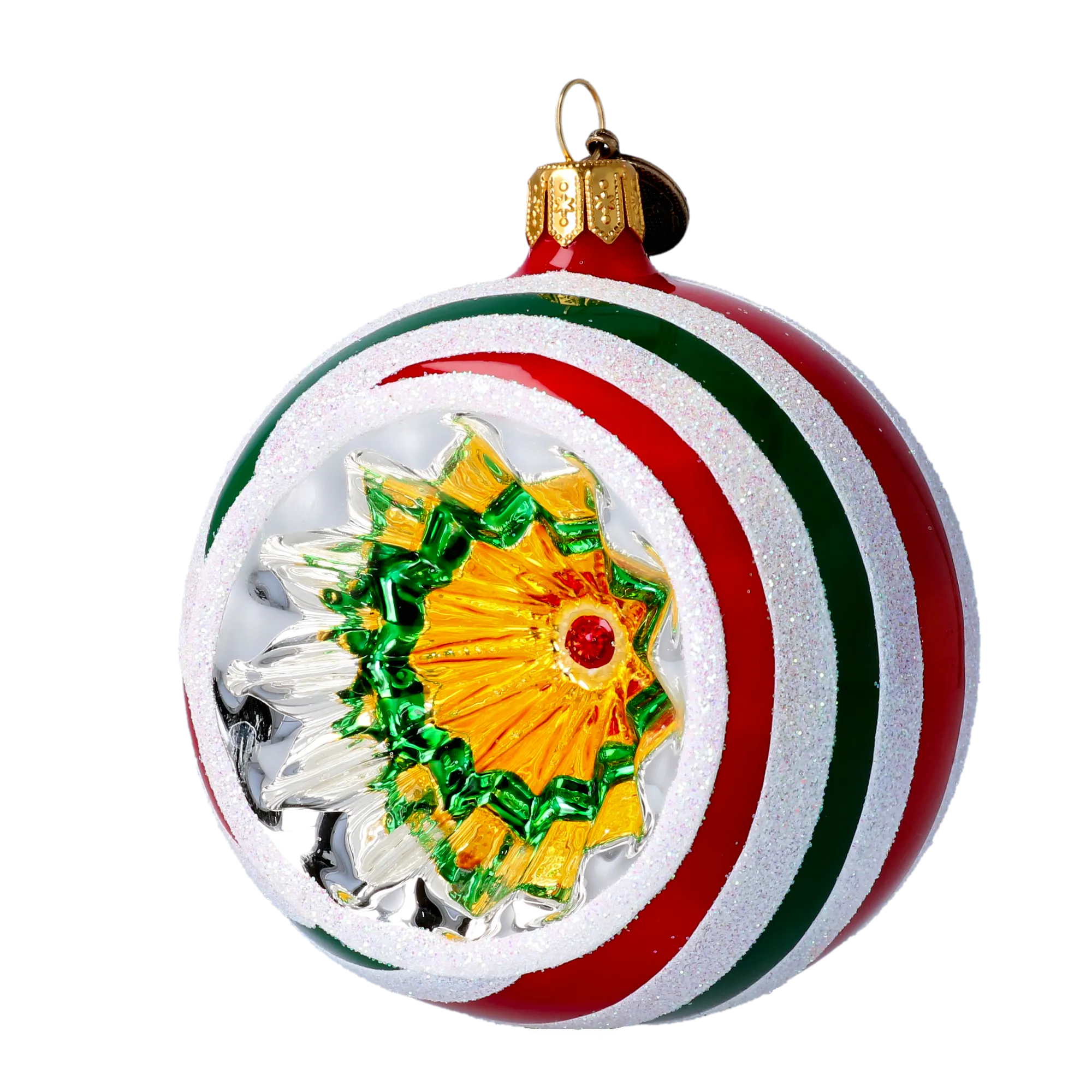 Crimson Gilded Pulse | Hand-Painted Glass Ornament | Blubom 2022-431