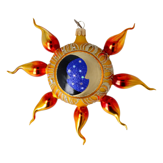 Sunshine with a spotlight. Handmade Glass Christmas ornament.