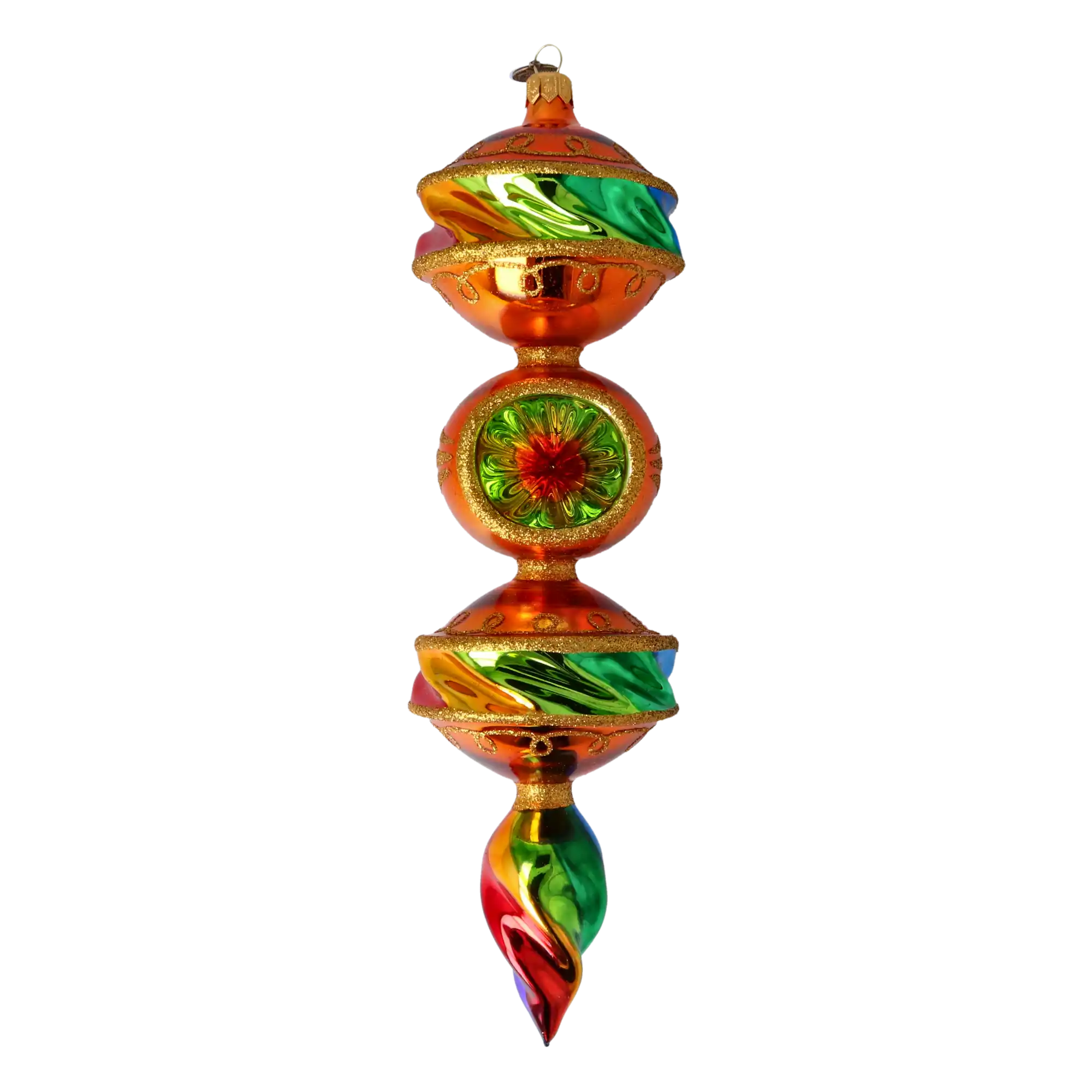 Rainbow Glow - Drop. Handmade Glass Christmas ornament.