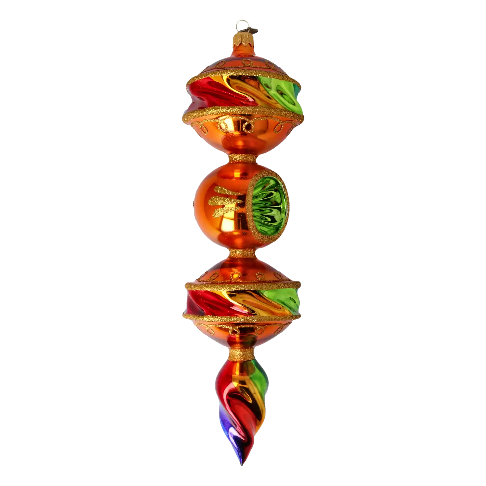 Rainbow Glow - Drop. Handmade Glass Christmas ornament.