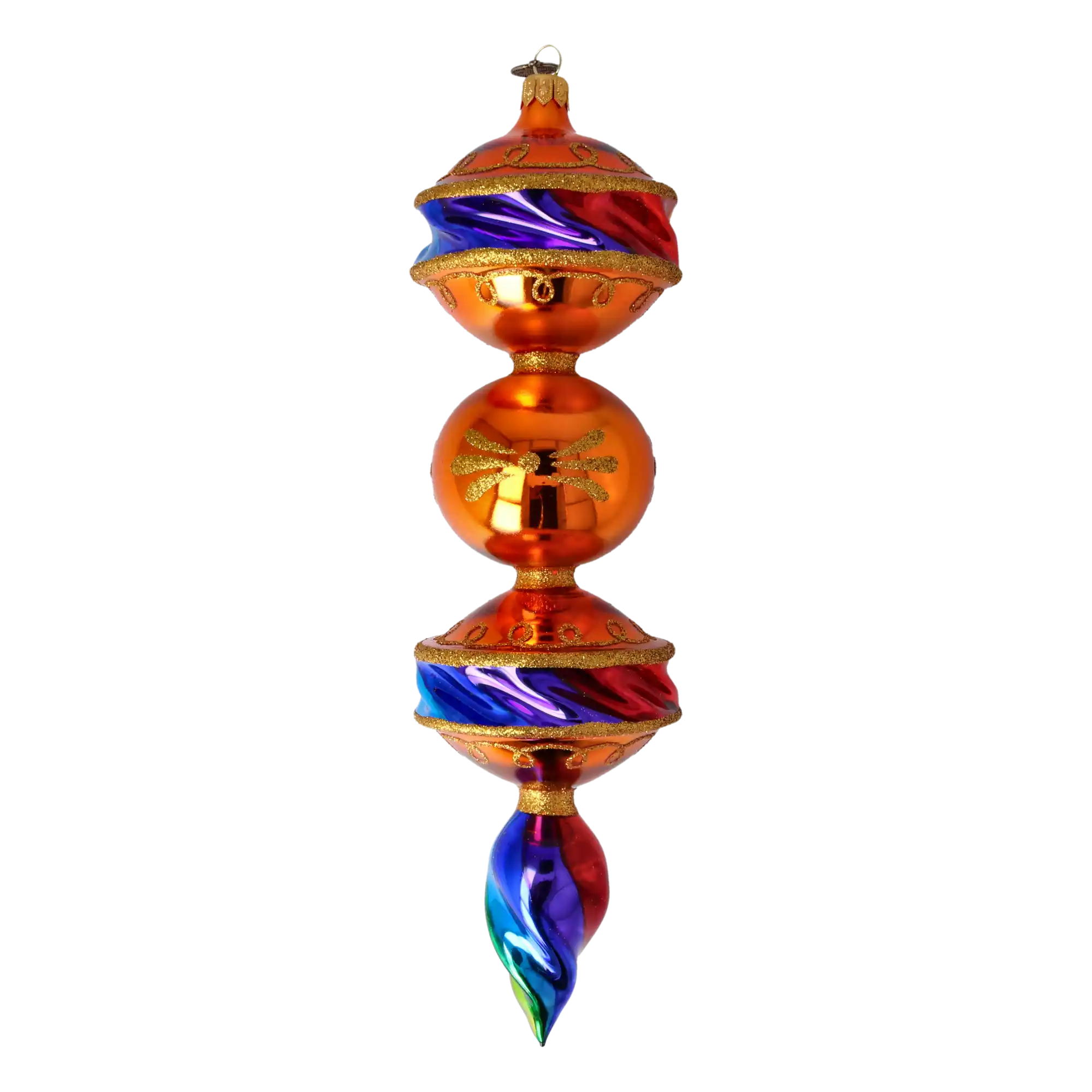 Rainbow Glow - Drop. Handmade Glass Christmas ornament.