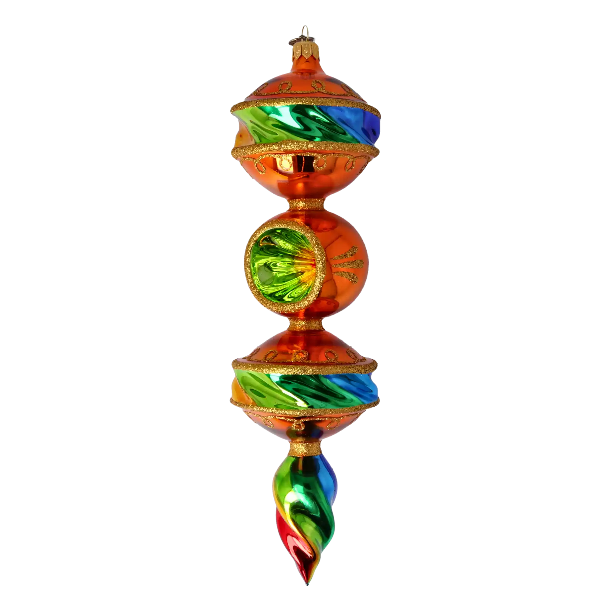 Rainbow Glow - Drop. Handmade Glass Christmas ornament.