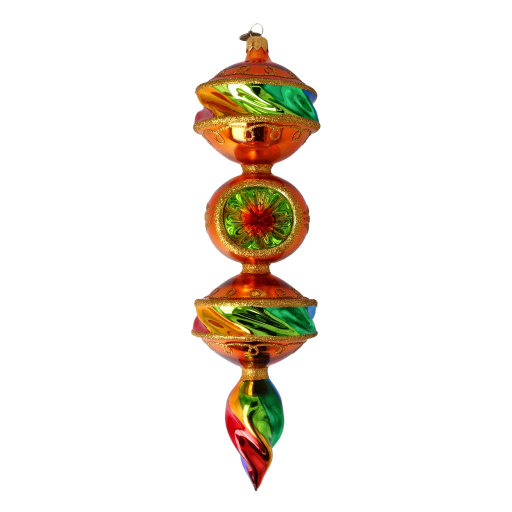 Amber Meridian Echo | Hand-Painted Glass Ornament | Blubom 2022-435