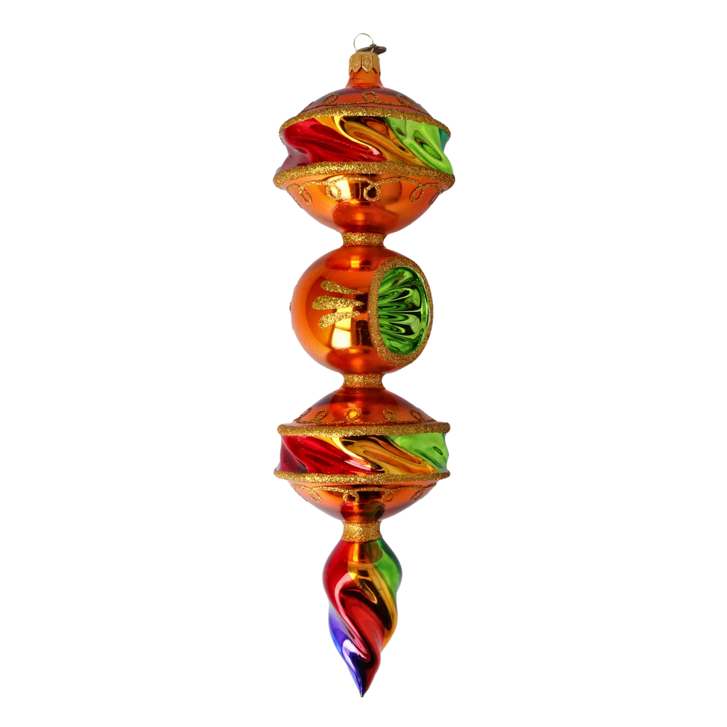 Amber Meridian Echo | Hand-Painted Glass Ornament | Blubom 2022-435