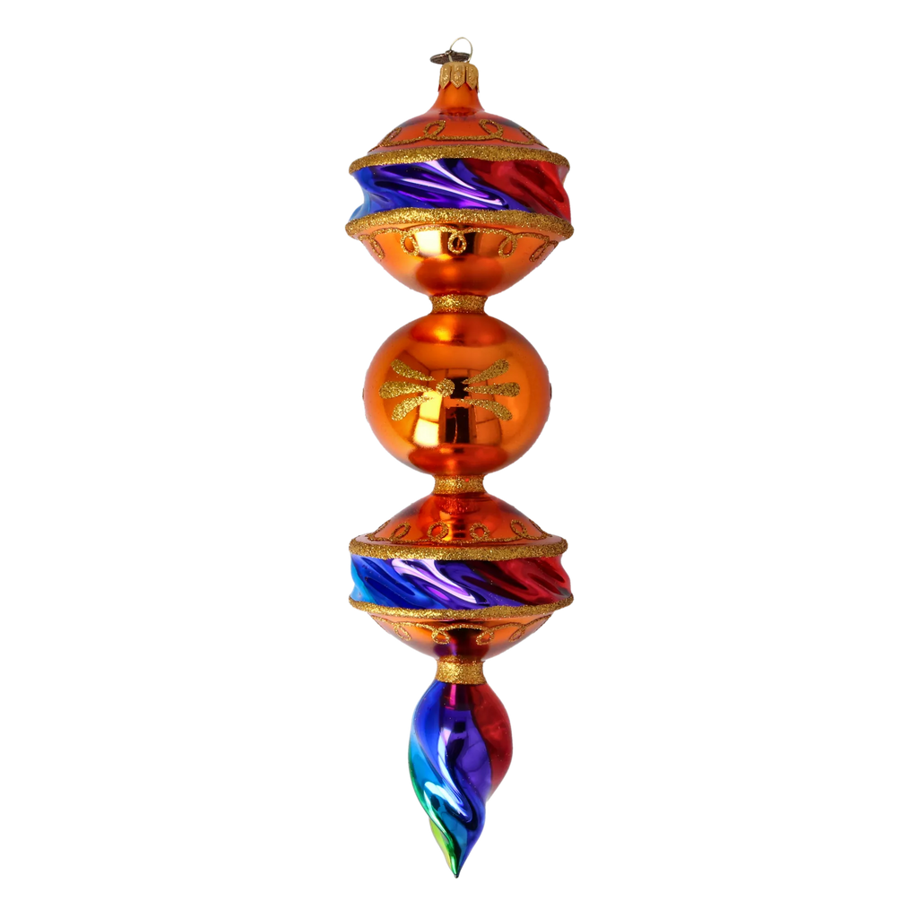 Amber Meridian Echo | Hand-Painted Glass Ornament | Blubom 2022-435