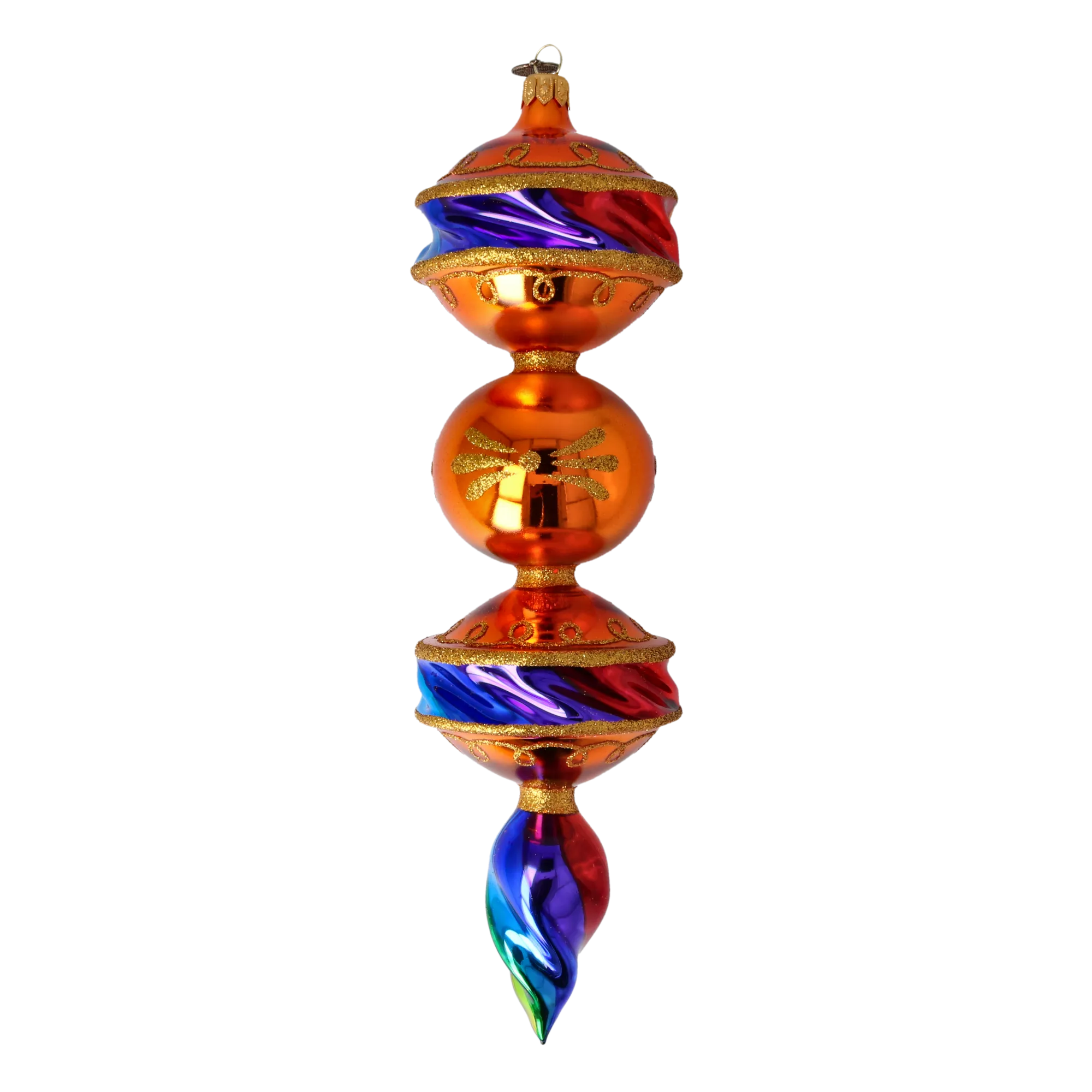 Amber Meridian Echo | Hand-Painted Glass Ornament | Blubom 2022-435