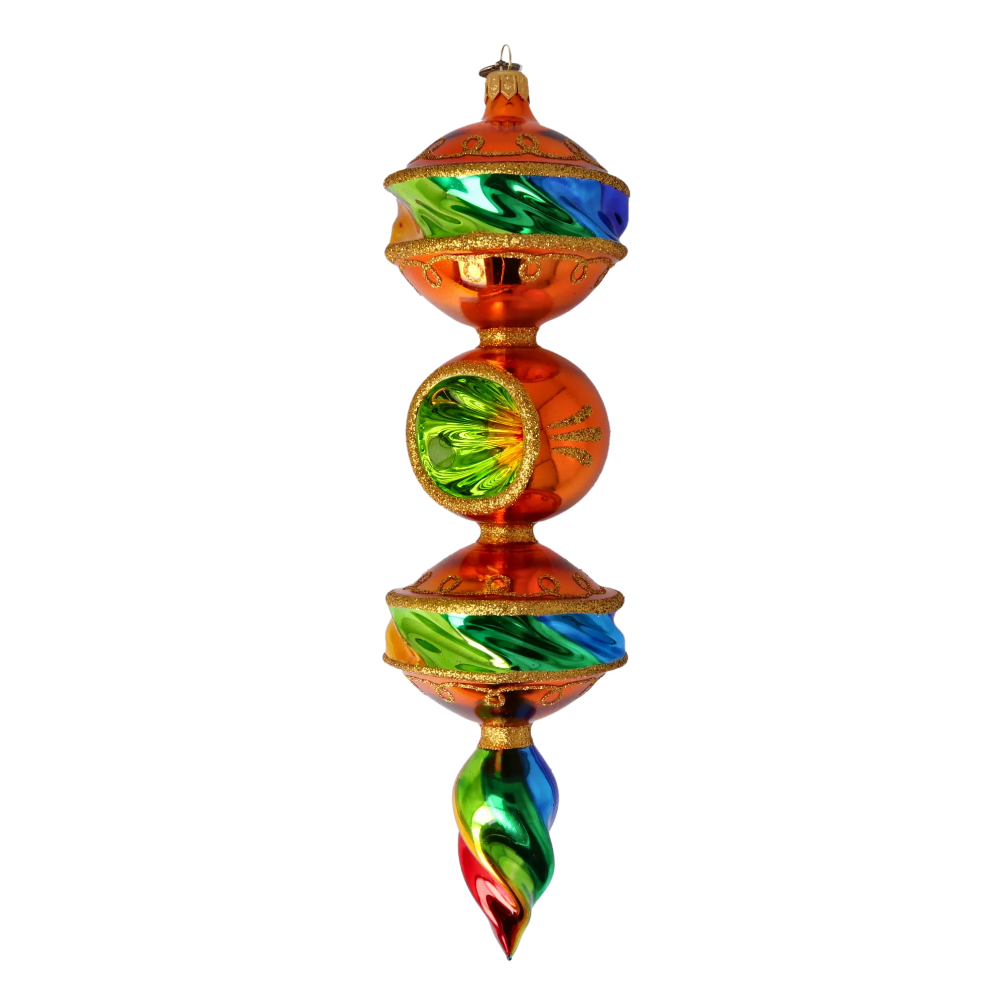 Amber Meridian Echo | Hand-Painted Glass Ornament | Blubom 2022-435
