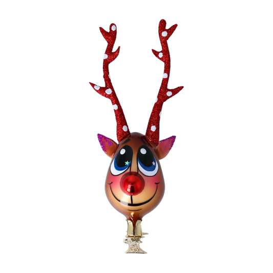 Rudy the Sparkling Reindeer Handmade Glass Christmas ornament free blowing