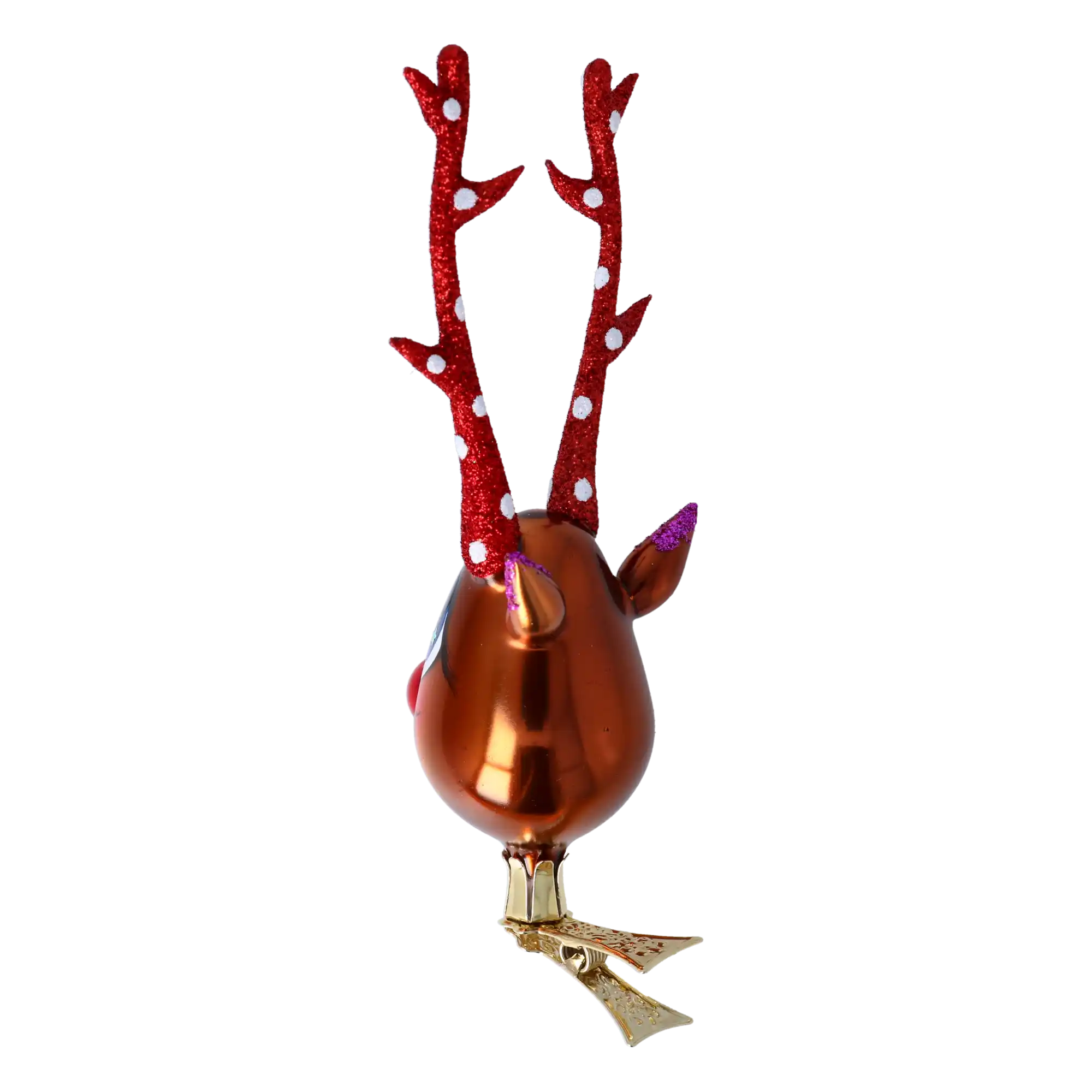 Rudy the Sparkling Reindeer Handmade Glass Christmas ornament free blowing
