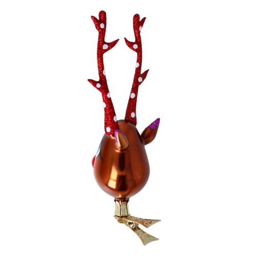 Scarlet Antlered Stargazer | Hand-Painted Glass Ornament | Blubom 2022-453