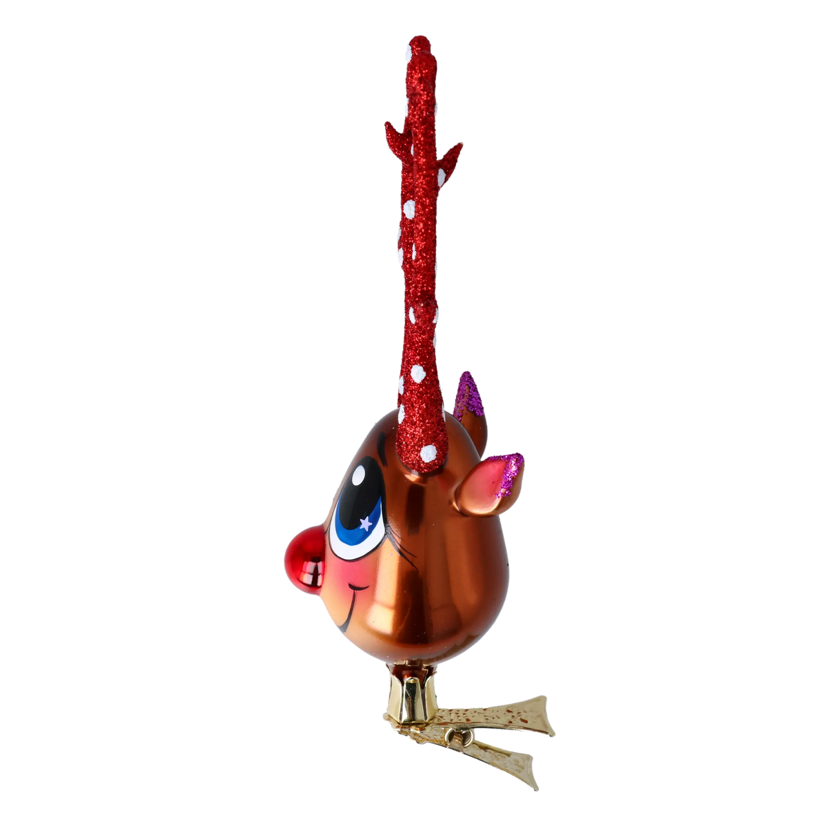 Scarlet Antlered Stargazer | Hand-Painted Glass Ornament | Blubom 2022-453